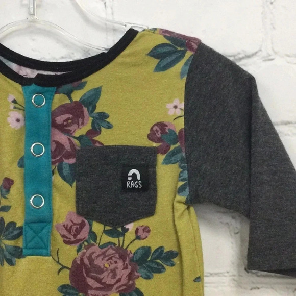Rags Long Sleeve Rose Romper or Sleeper size 12-18M - Picture 4 of 6